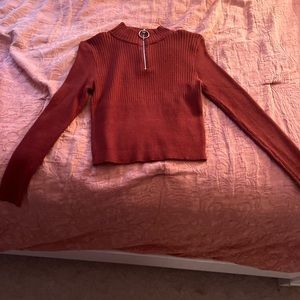Love Tree Burgundy  Long-Sleeve Crop-Top